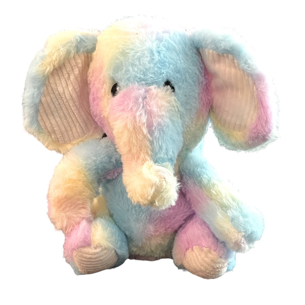 Spark, Create, Imagine Elephant plush Rainbow tie dye